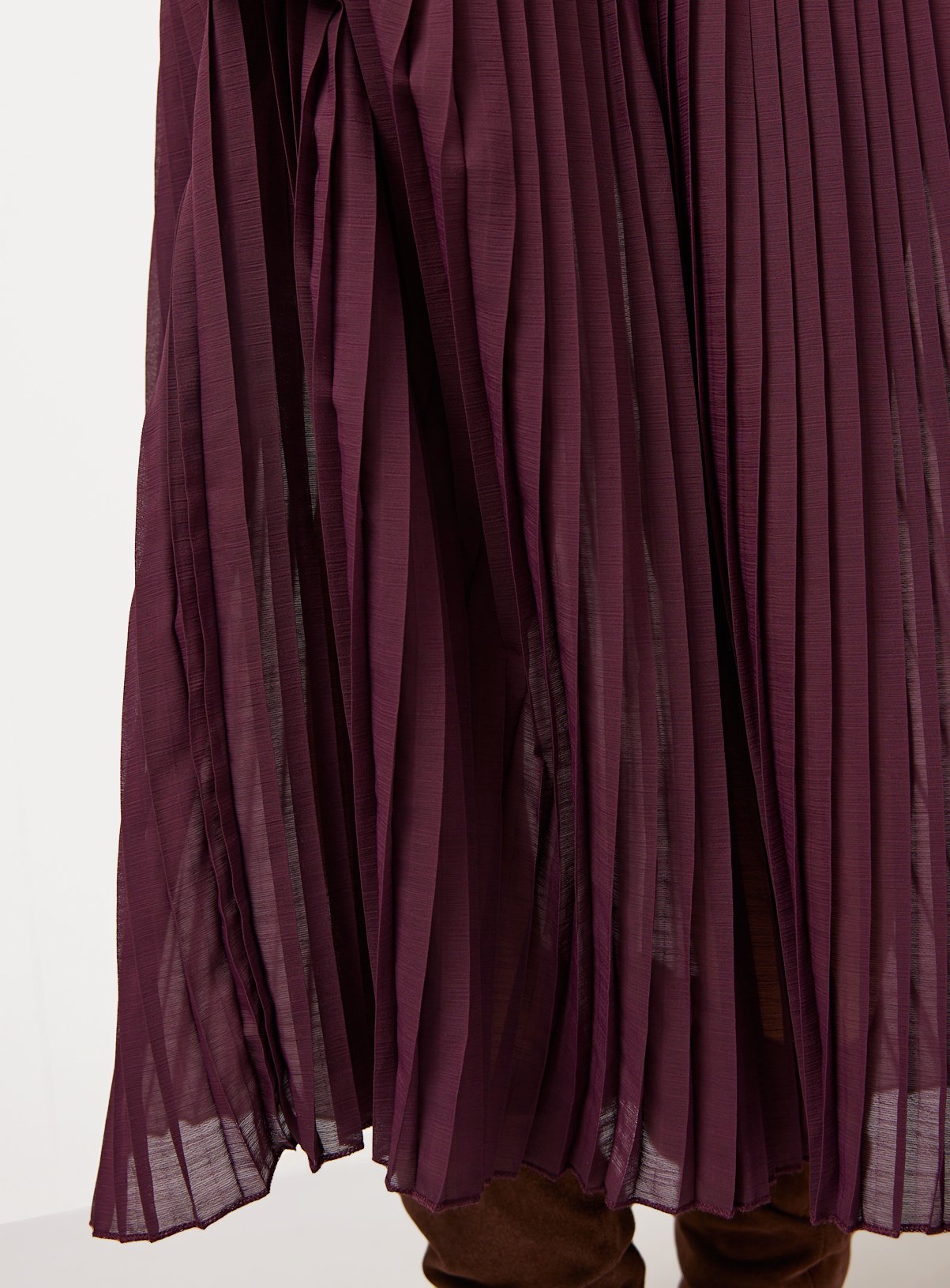 Burgundy Sweatshirt Combined Plisse Midaxi Dress 6 - Image 3 thumbnail